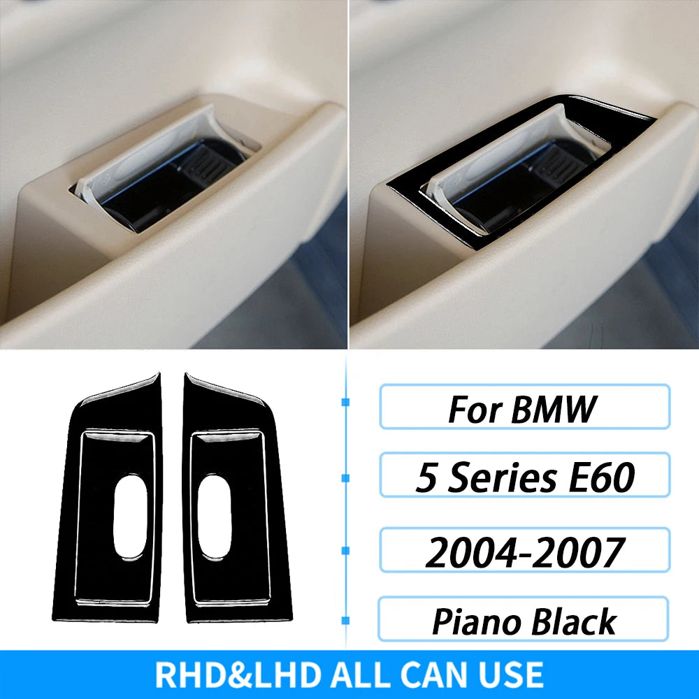 For BMW 5 Series E60 2004-2007 Piano Black Gear Shift Steering Wheel Air Outlet Panel Set Trim Car Interior Accessories Sticker