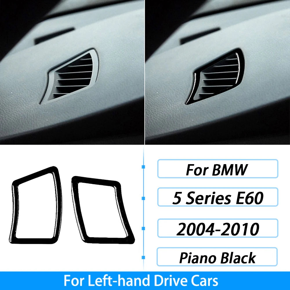 For BMW 5 Series E60 2004-2007 Piano Black Gear Shift Steering Wheel Air Outlet Panel Set Trim Car Interior Accessories Sticker