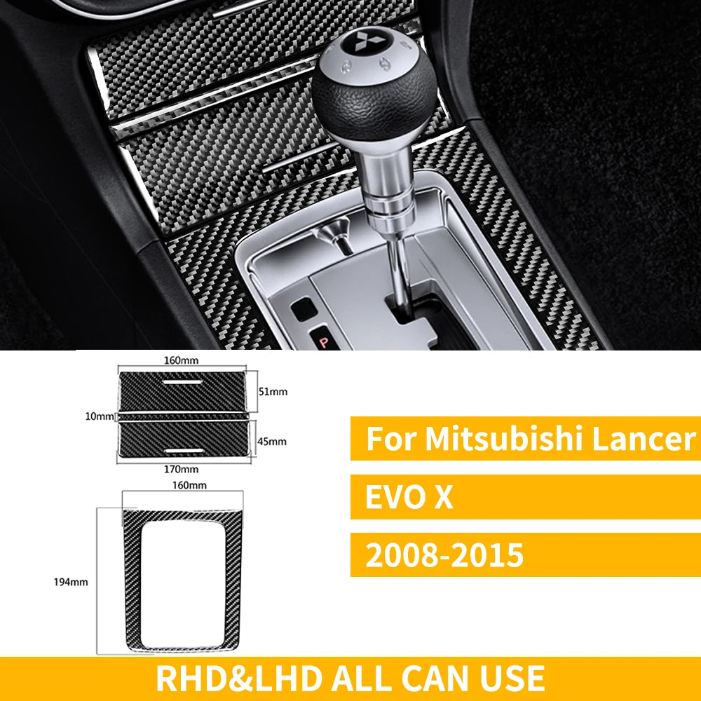 For Mitsubishi Lancer EVO X MR 2008-2015 Carbon Interior Trim Sticker Set Speedometer Window Lifting Storage Car Accessories
