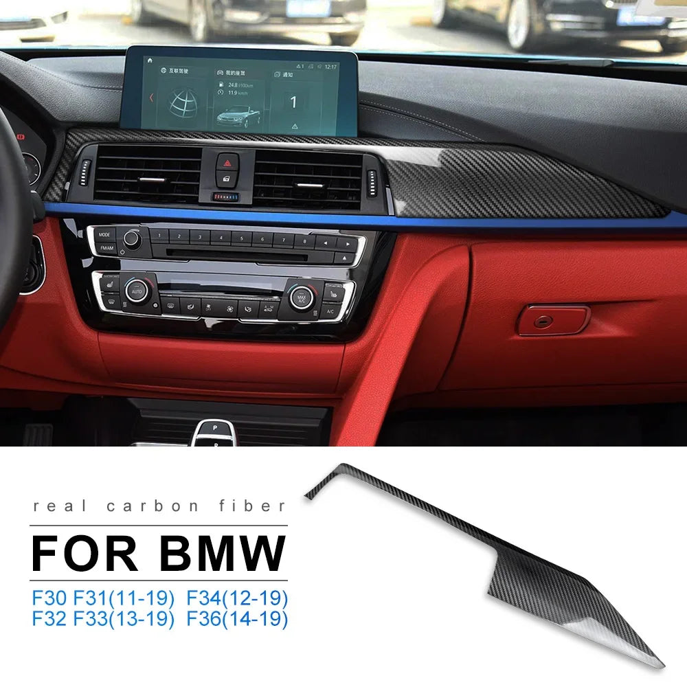 Hard Dry Carbon Fiber For BMW F30 F31 F32 F36 2011-2019 M3 F80 2014-2018 Car Center Console Dashboard Panel Cover Sticker