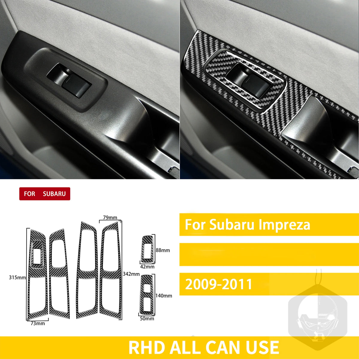 For Subaru Impreza 2009 2010 2011 Accessories Carbon Fiber Car Interior Gear Cuphold Panel CD Air Outlet Cover Trim Sticker