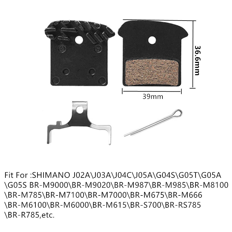 Bicycle Ceramic Disc Brake Pads Cooling Fins Ice Tech For Sh