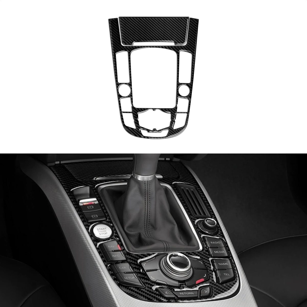 Car Center Console Gear Shift Panel Set For Audi A4 S4 RS4 A5 S5 RS5 (2007-2016) Carbon Fiber Interior Sticker Trim Accessories