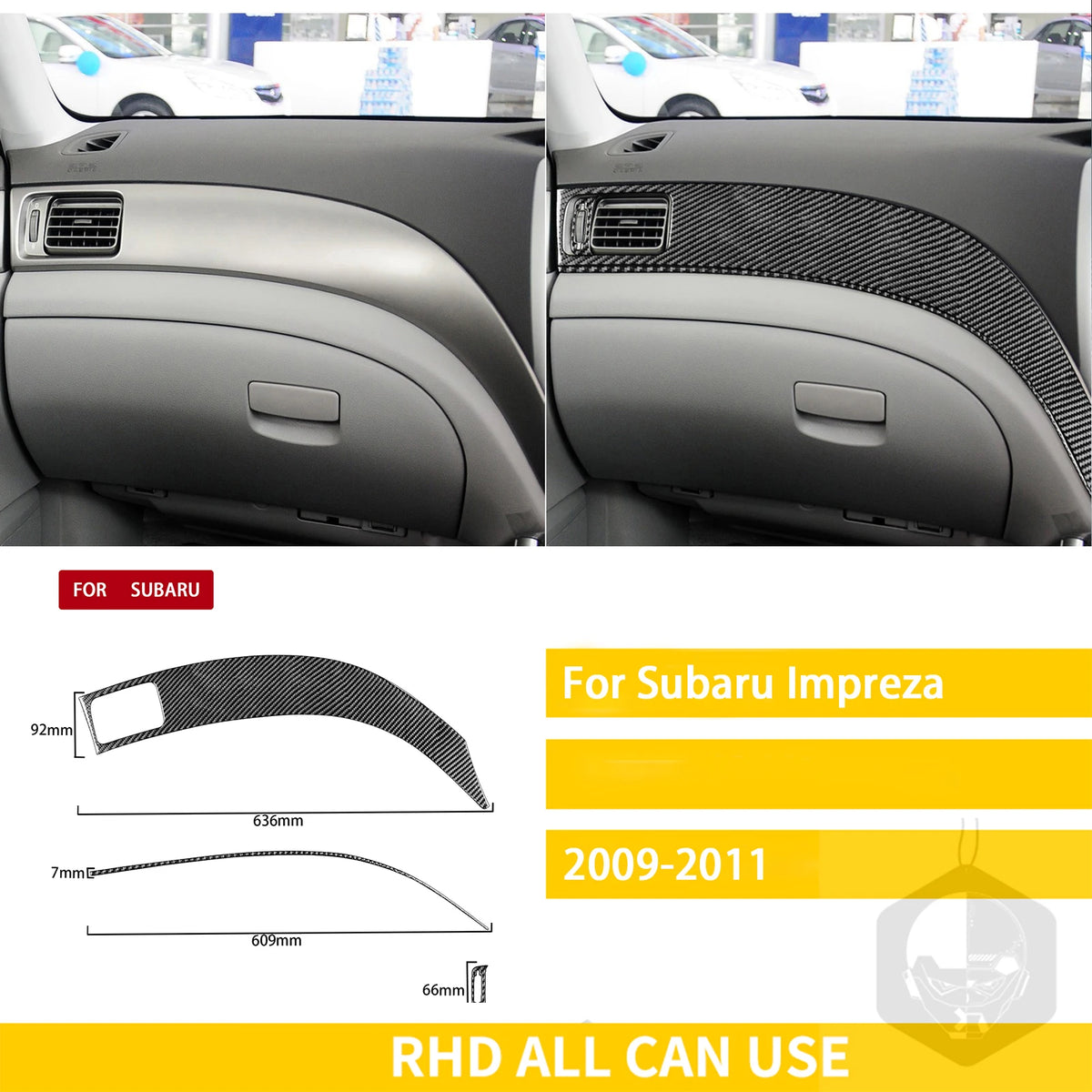 For Subaru Impreza 2009 2010 2011 Accessories Carbon Fiber Car Interior Gear Cuphold Panel CD Air Outlet Cover Trim Sticker