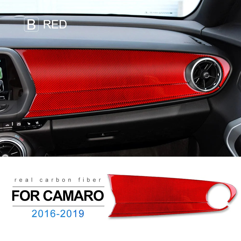 Real Carbon Fiber for Chevrolet Camaro 2016 2017 2018 2019 2020 2021 2022 2023 Car Interior Trim Red Black Accessories Sticker
