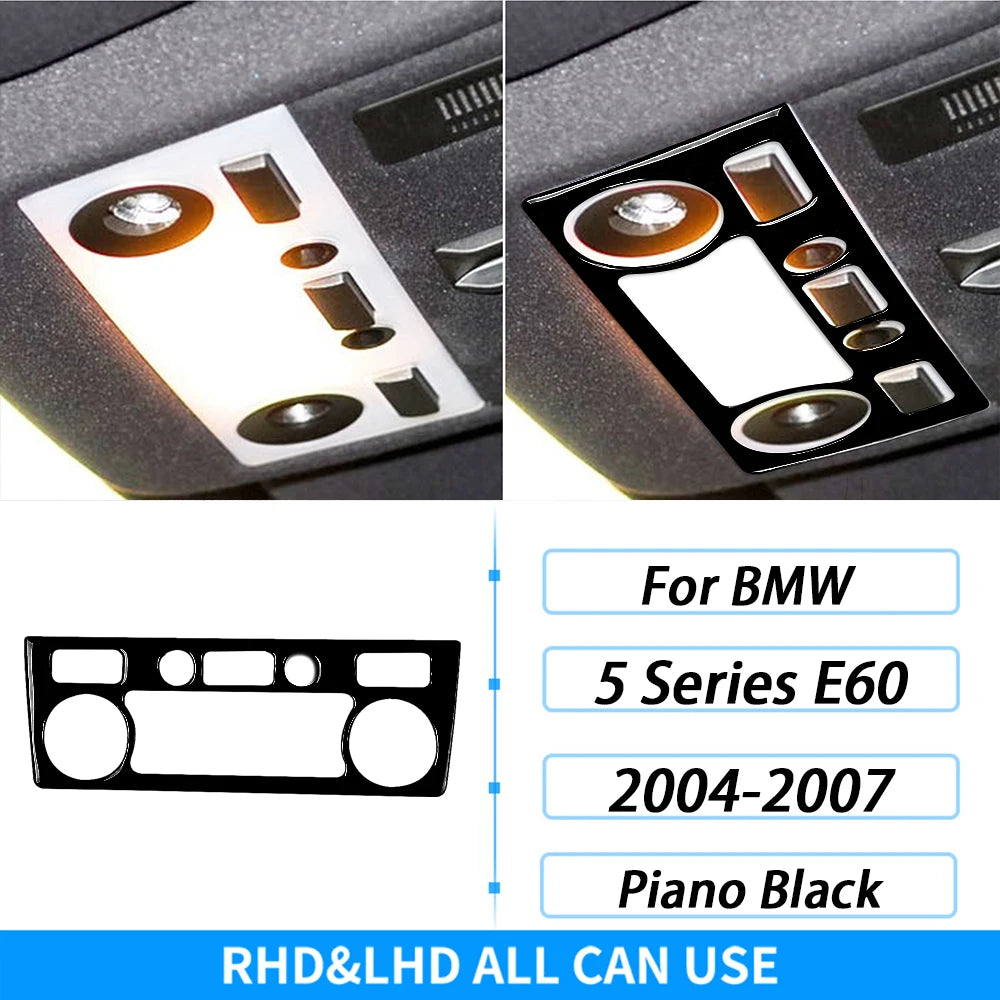 For BMW 5 Series E60 2004-2007 Piano Black Gear Shift Steering Wheel Air Outlet Panel Set Trim Car Interior Accessories Sticker