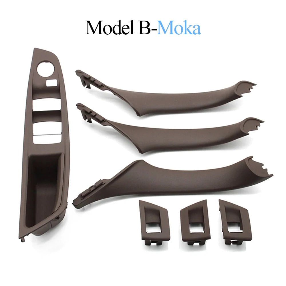 LHD Black Carbon Fiber Car Armrest Switch Panel Door Pull Handle Cover Trim For BMW 5 Series F10 F11 520 523 525 528 530 535