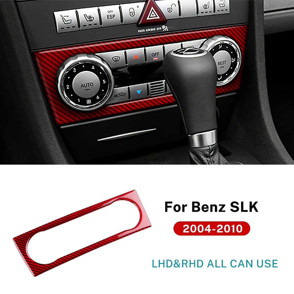 Real Soft Carbon Fiber Trim Sticker For Mercedes Benz SLK R171 2004 2005 2006 2007 2008 2009 2010 Car Central Control AC Panel