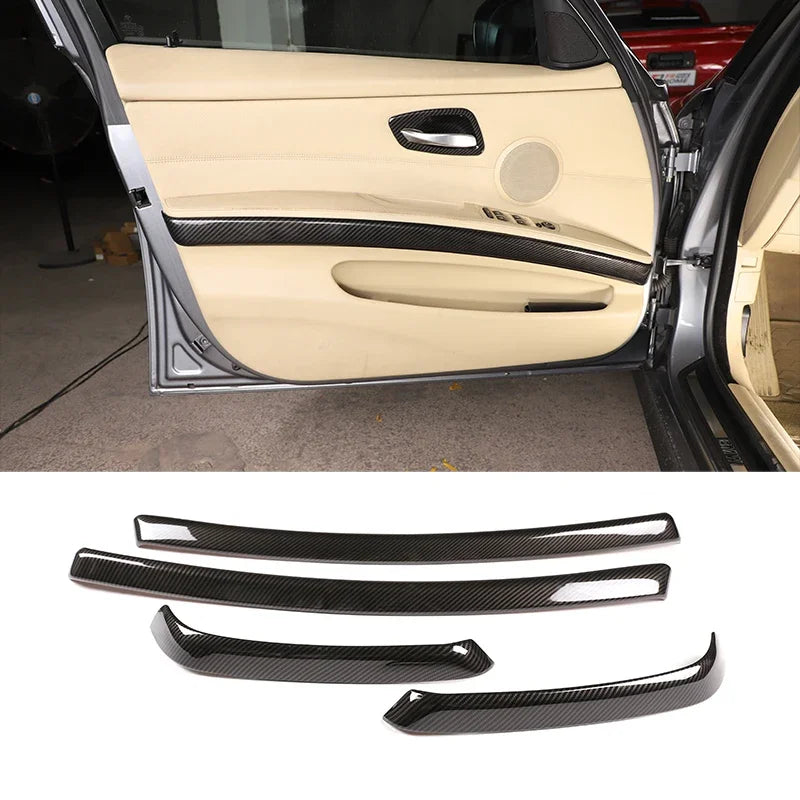 For BMW 3 Series E90 2005-2012 Car Carbon Fiber Interior Decoration Cover Stickers Dashboard Console Gear Shift Door Handle Trim