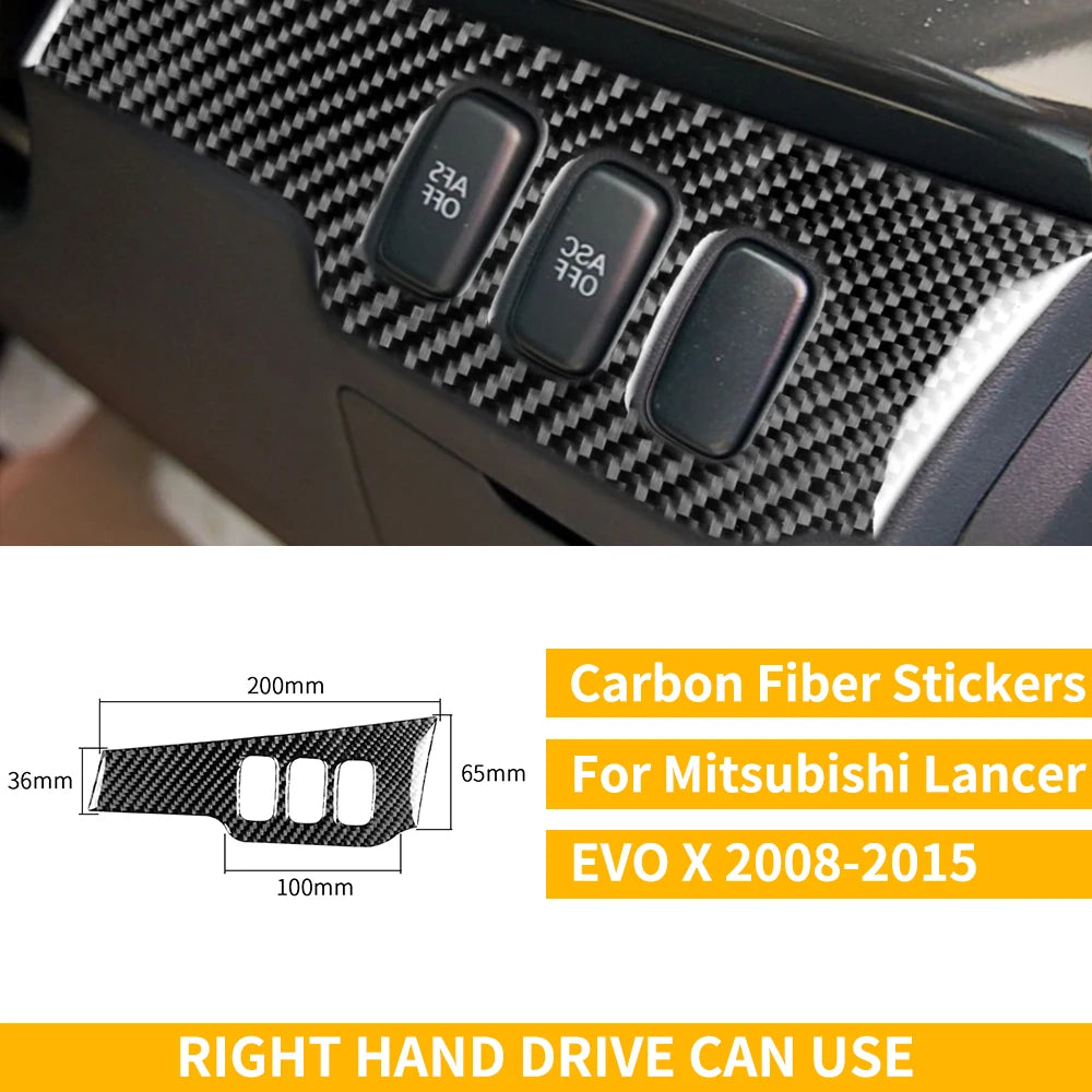 For Mitsubishi Lancer EVO X MR 2008-2015 Carbon Interior Trim Sticker Set Speedometer Window Lifting Storage Car Accessories