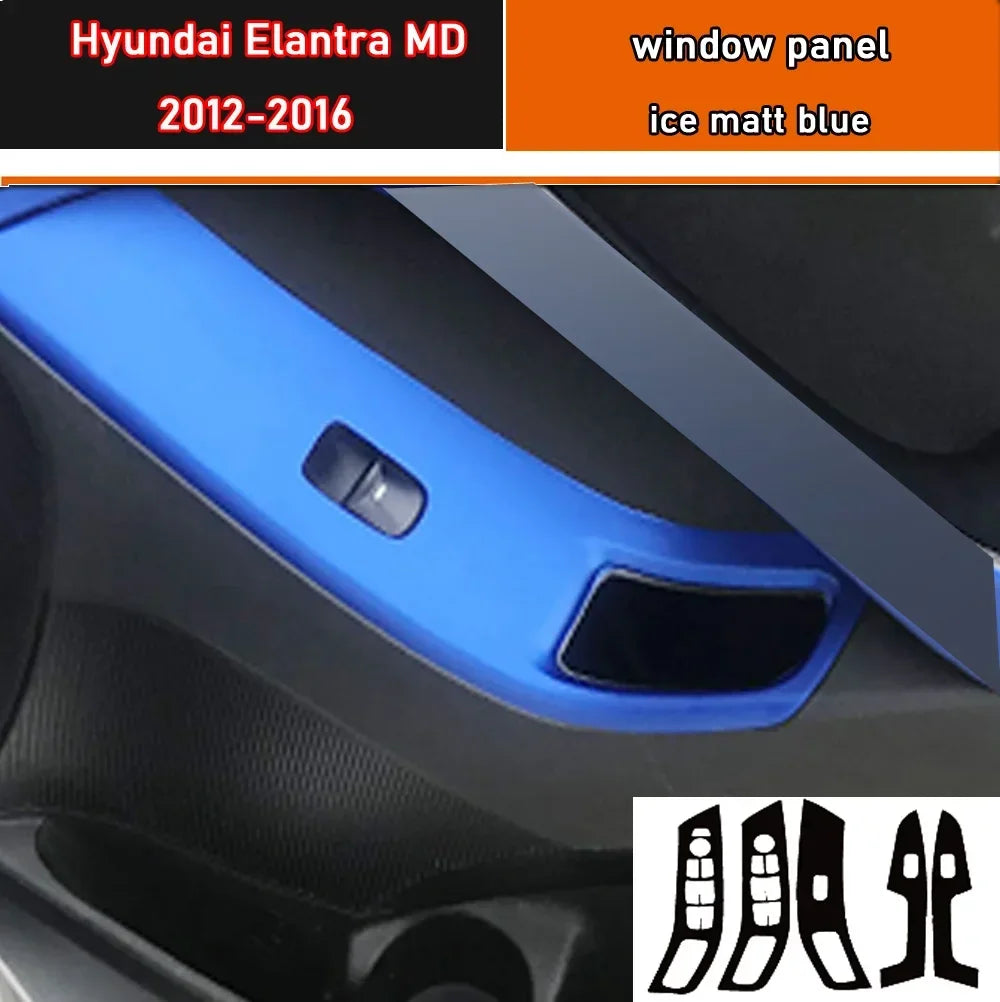 Car Styling Black Carbon Decal Car Window Lift Button Switch Panel Cover Trim Sticker 4 Pcs/Set For Hyundai Elantra MD 2012-2016