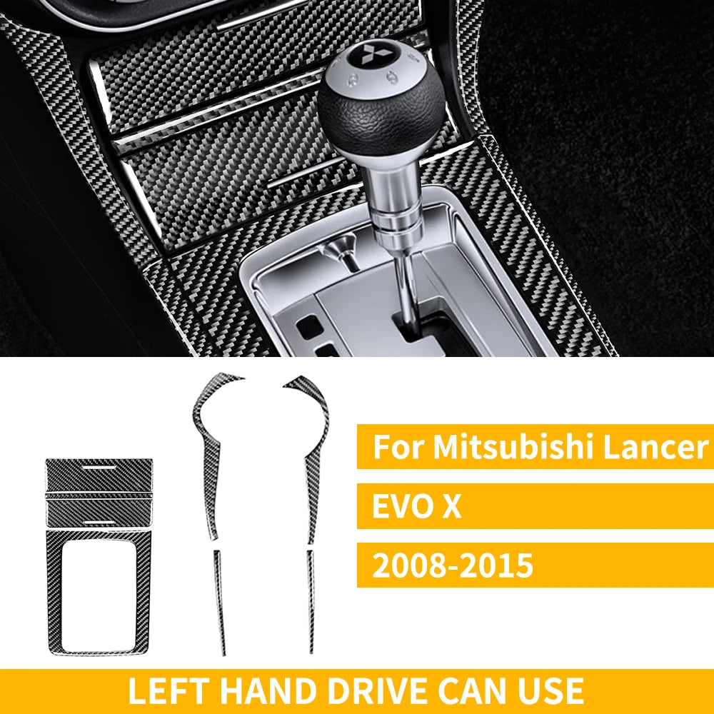 For Mitsubishi Lancer EVO X MR 2008-2015 Carbon Interior Trim Sticker Set Speedometer Window Lifting Storage Car Accessories