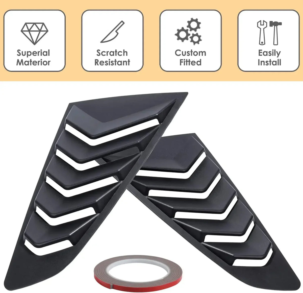 For Ford Mustang 2015-2020 Car Rear Louver Window Side Shutt