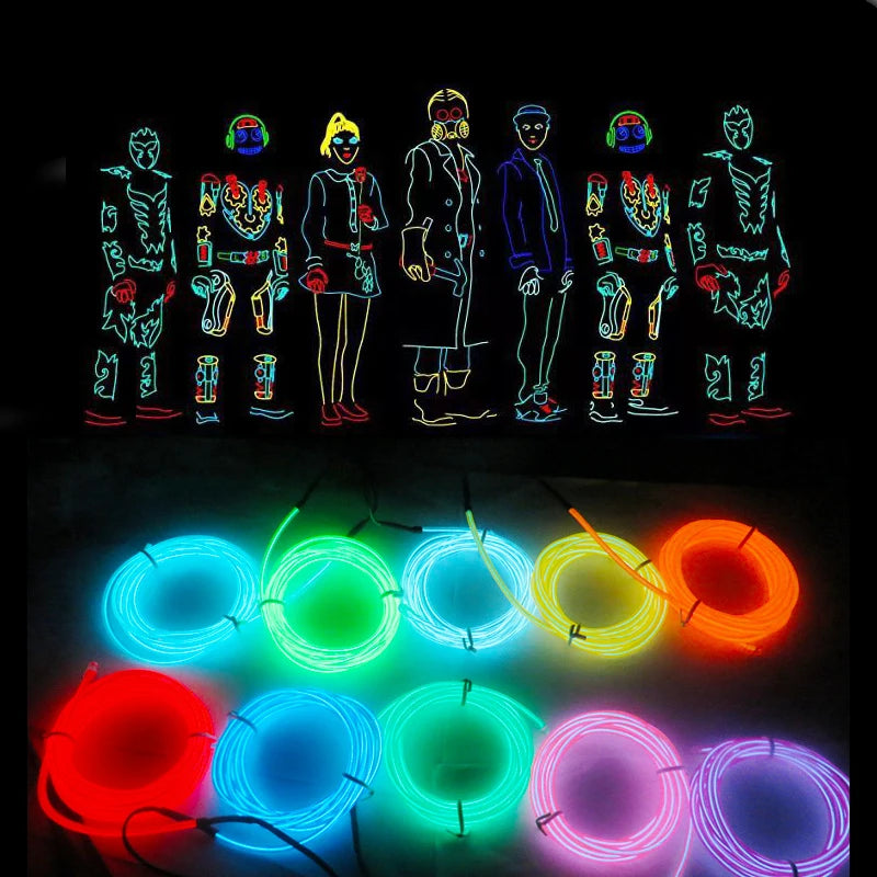 1M/2M/3M/5M Car Interior Led Decorative Lamp EL Wiring Neon 