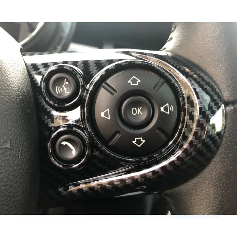 3pcs Carbon Fiber Steering Wheel Trim Cover For MINI Cooper 