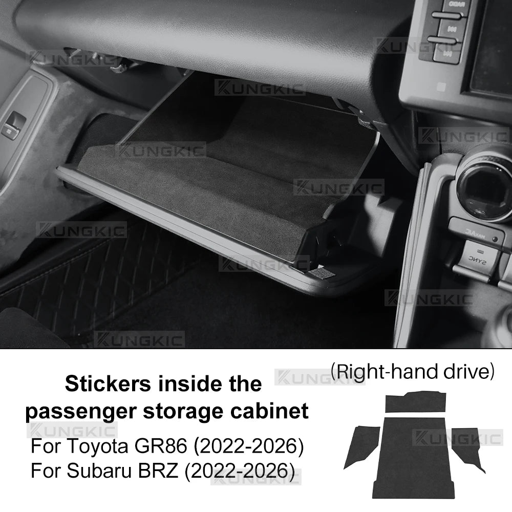 Suede Sticker For Subaru ZD8 BRZ Toyota ZN8 GR86 2021 2022 2023 2024 2025 2026 Car Passenger Storage Cabinet Decor Interior Trim