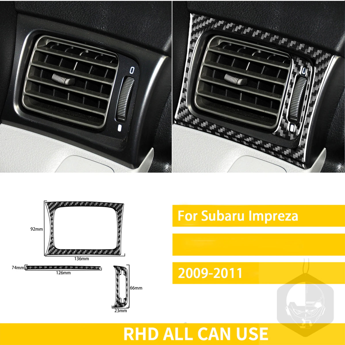 For Subaru Impreza 2009 2010 2011 Accessories Carbon Fiber Car Interior Gear Cuphold Panel CD Air Outlet Cover Trim Sticker