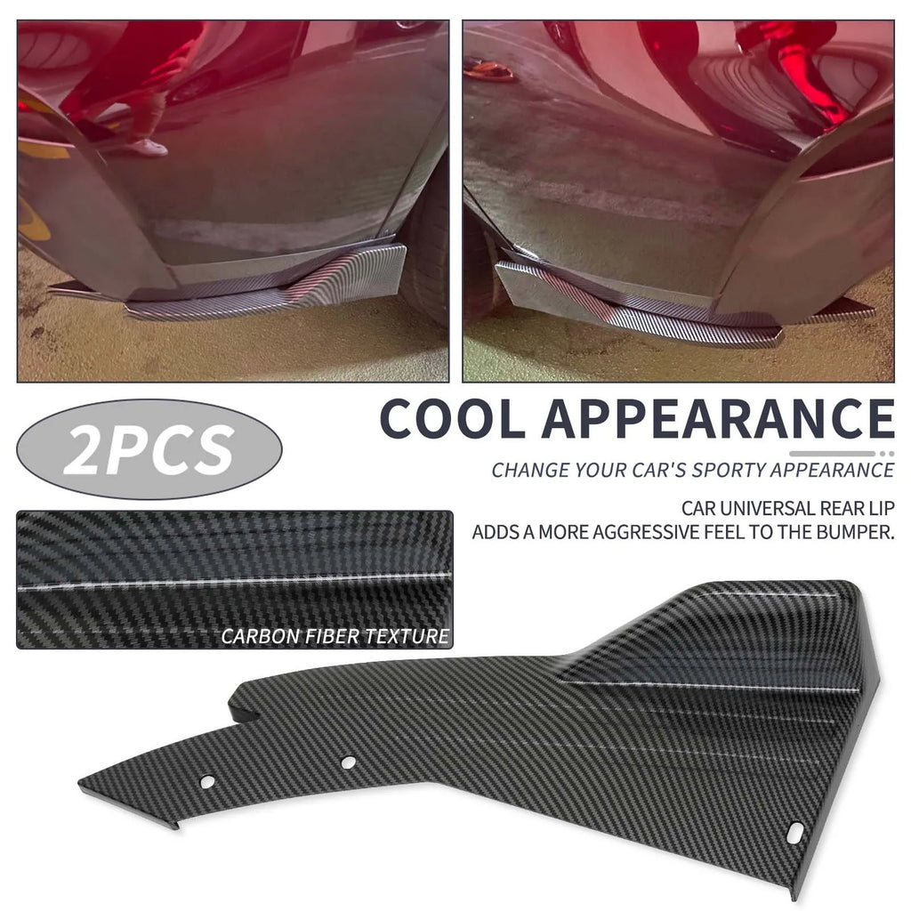 Universal Car Rear Bumper Spoiler Lip Carbon Fiber Wing Trim