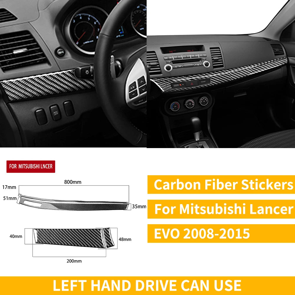 For Mitsubishi Lancer EVO X MR 2008-2015 Carbon Interior Trim Sticker Set Speedometer Window Lifting Storage Car Accessories