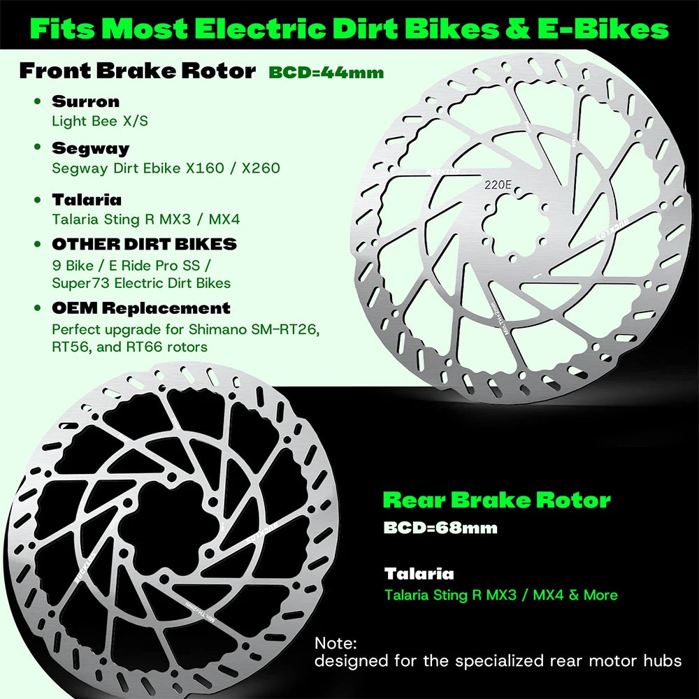BUCKLOS 2.3MM E-Bike Brake Disc 220MM Electric Bicycle Rotor