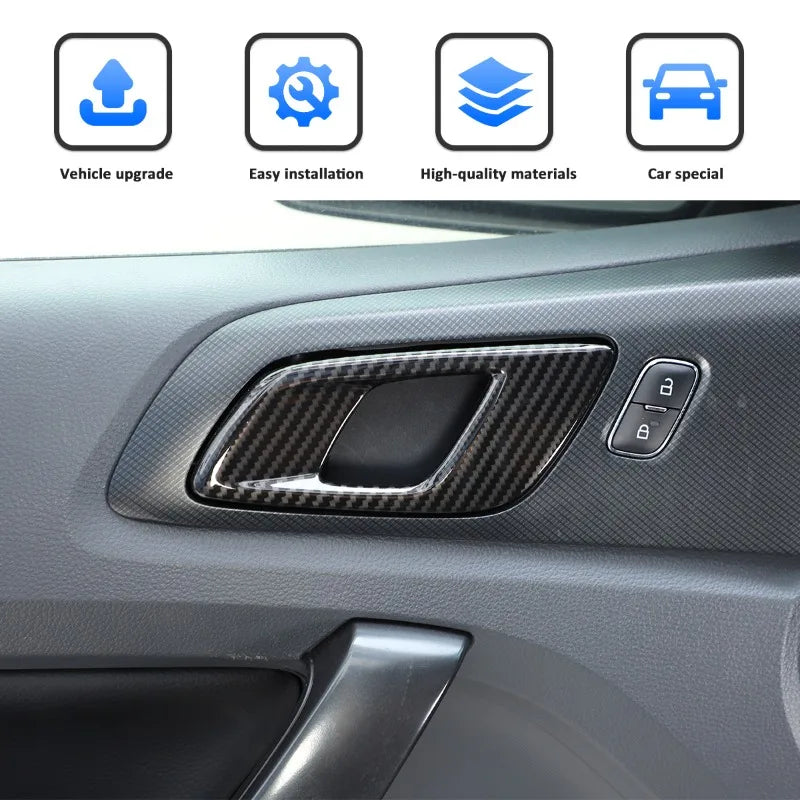 4pcs ABS Carbon Fiber Color Inner Door Open Handle Cover Tri