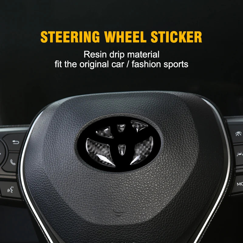 Carbon Fiber Car Steering Wheel Emblem Badge Sticker Glue Tr