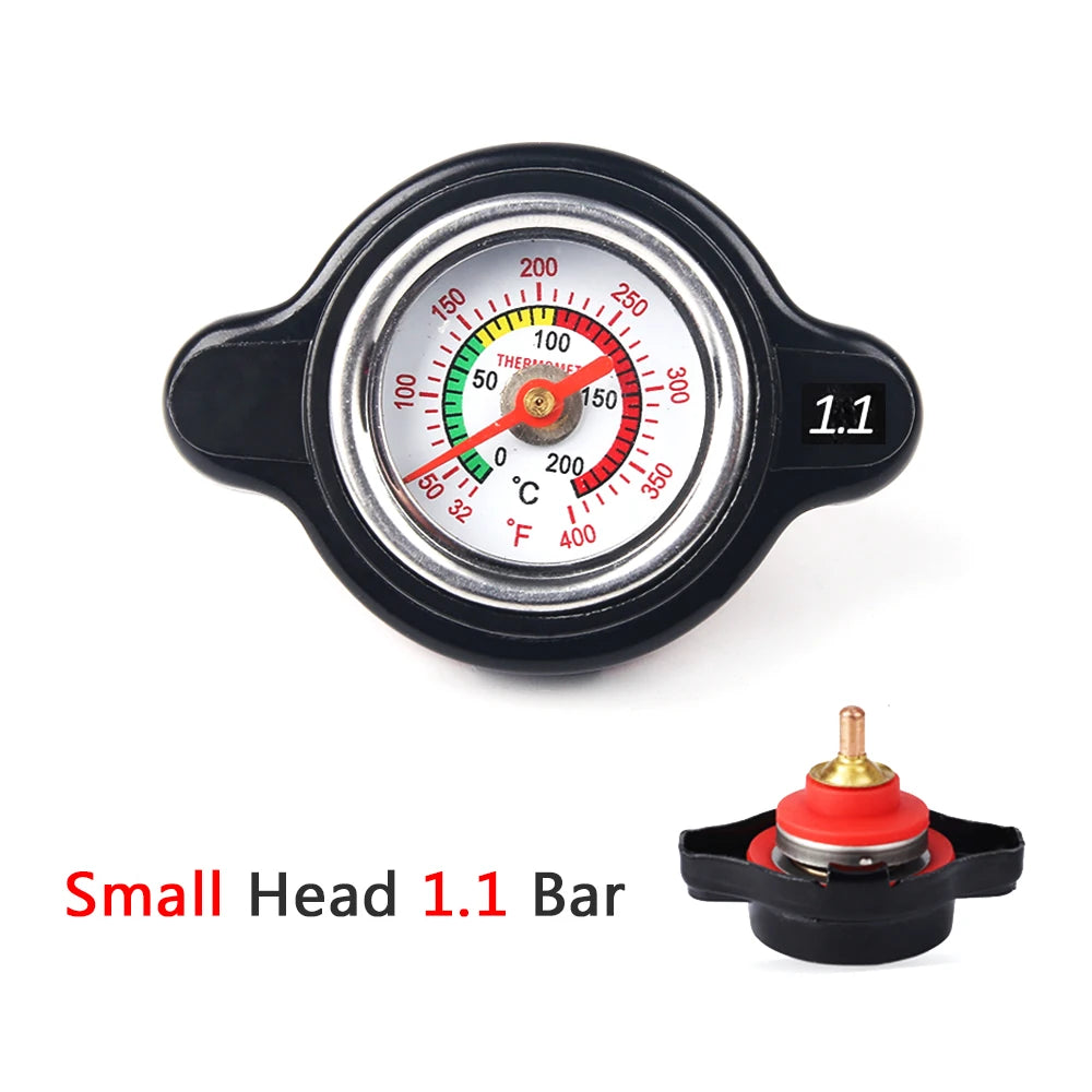 Car Motorcycle Styling Thermo Radiator Cap Tank Cover Water Temperature Gauge with Utility Safe 0.9 Bar/ 1.1 Bar/1.3 Bar