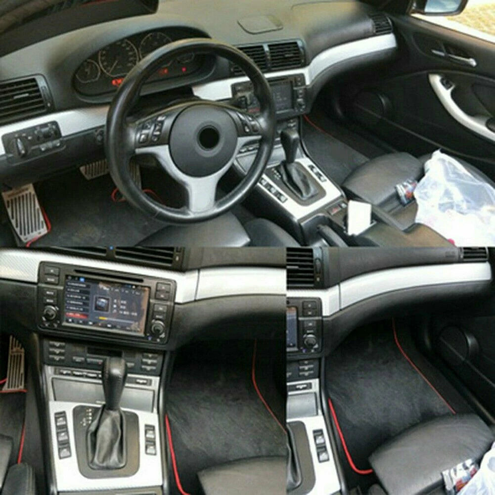 1 Set Car Interior Glossy Carbon Fiber Wrap Dashboard Trim F