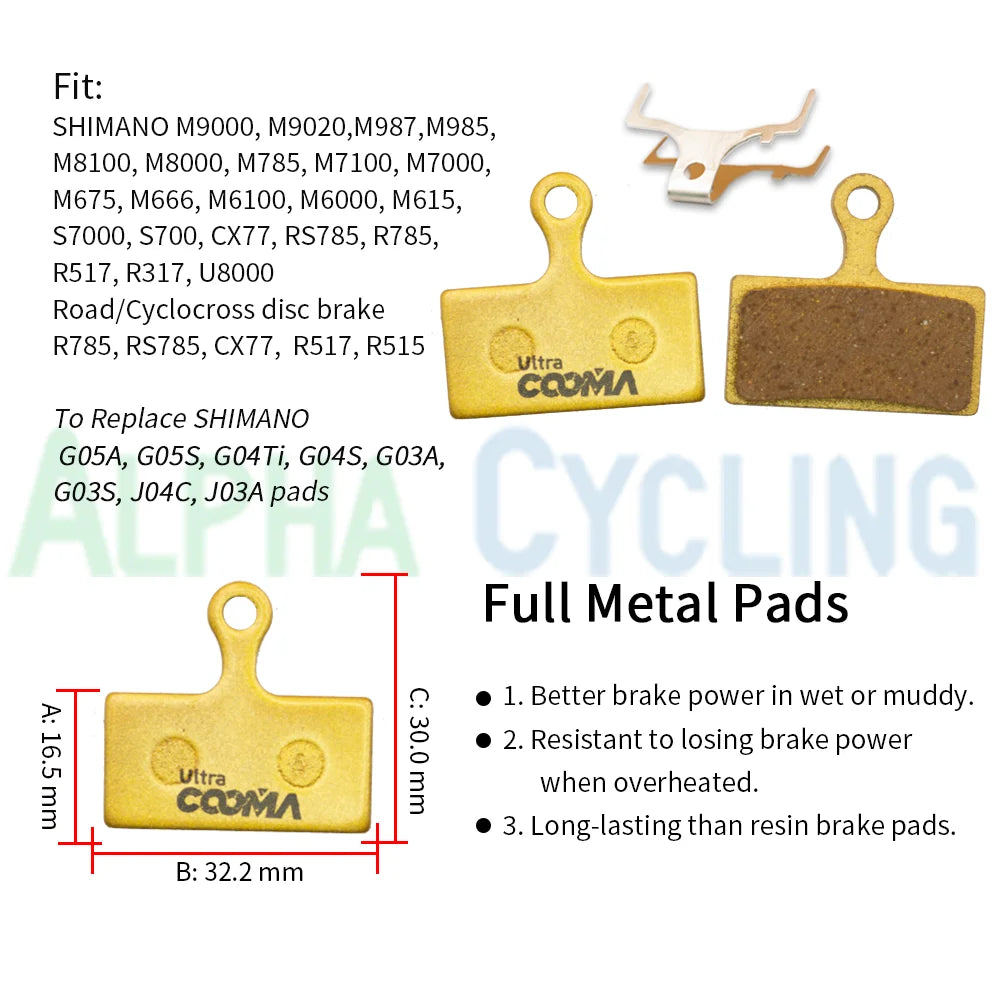 4 Pairs Ultra Class Disc Brake Pads for Shimano G05A G05Ti G