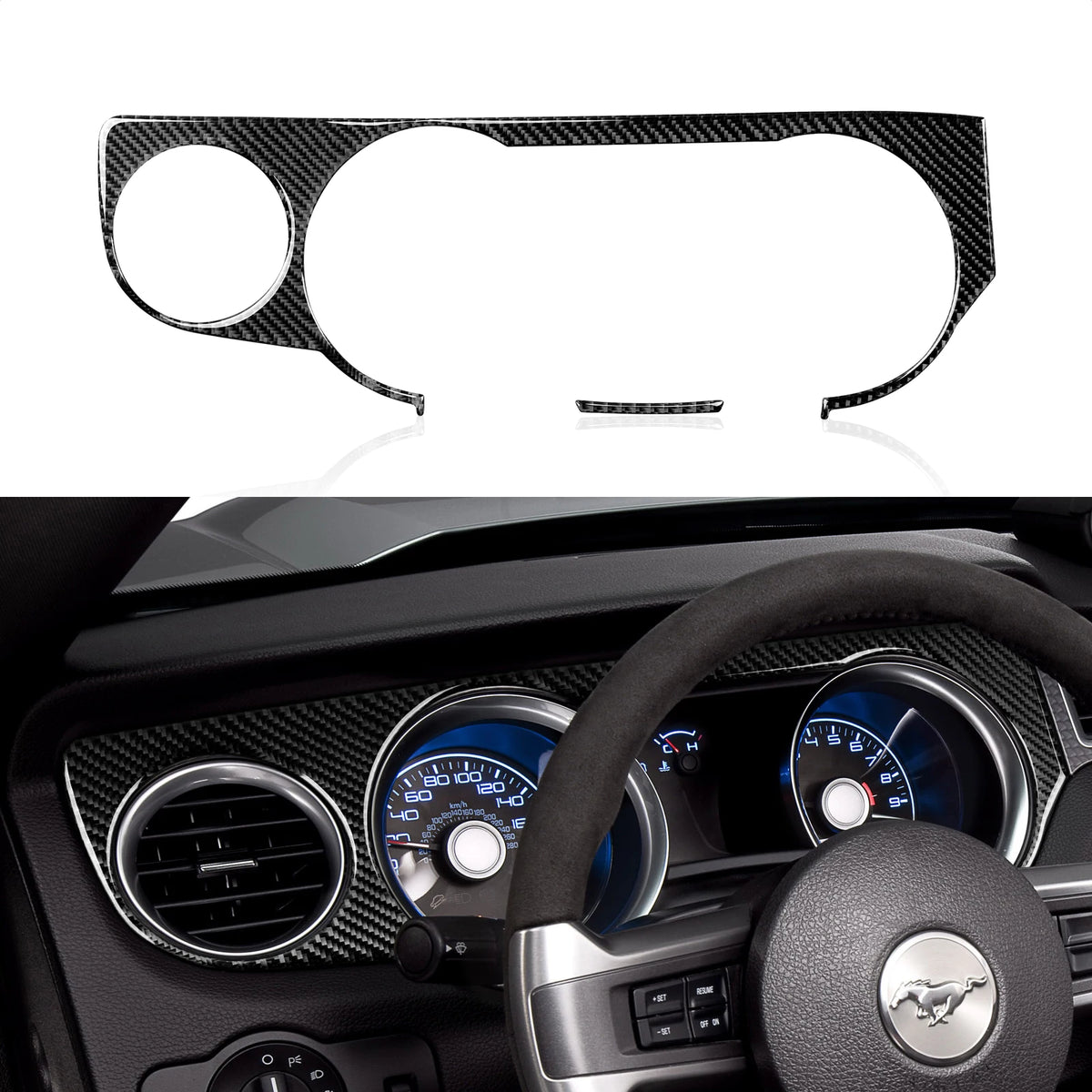 For Ford Mustang GT Shelby (2010-2014) Carbon Fiber Interior Sticker Car Center Console Gear Shift Panel Steering Wheel Trim