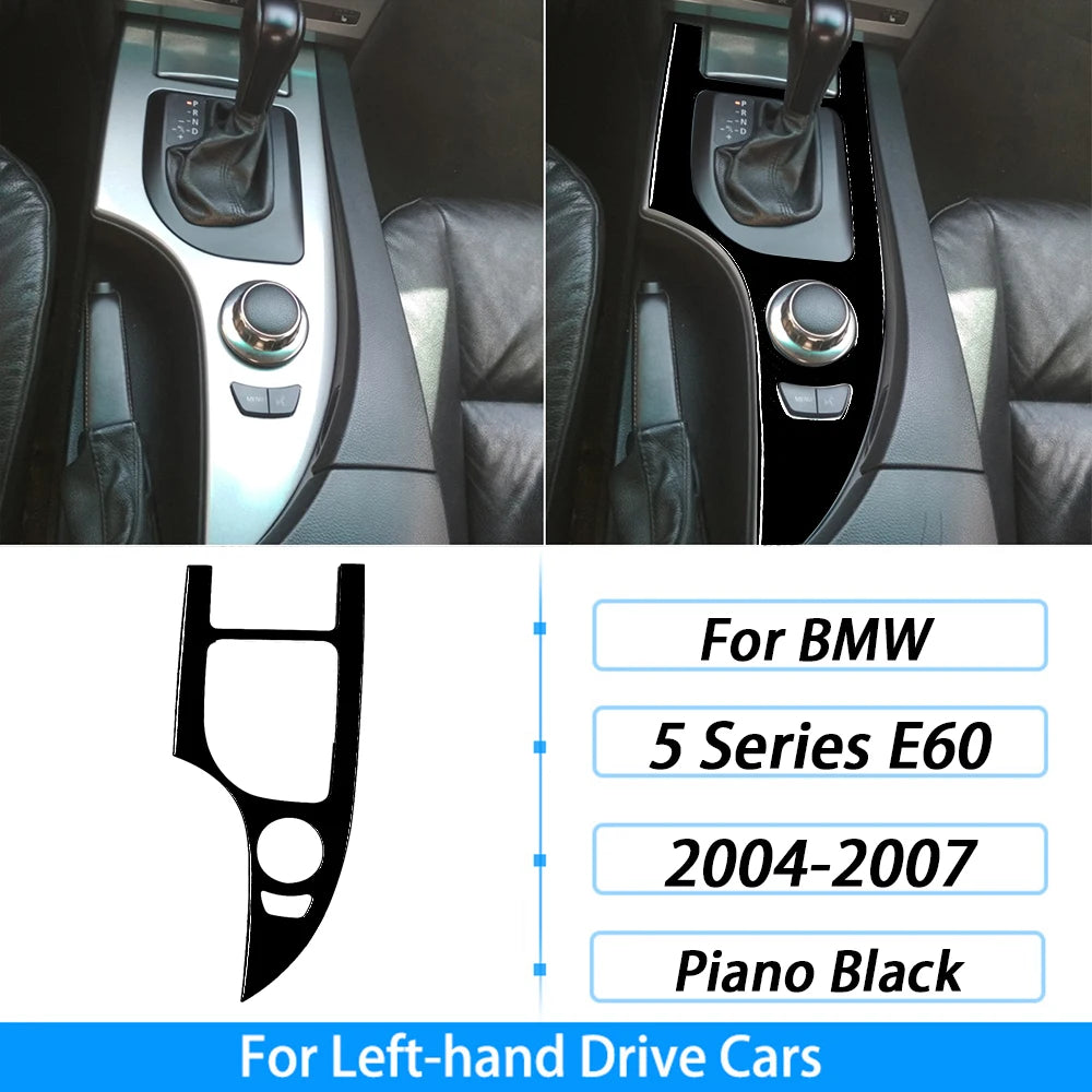 For BMW 5 Series E60 2004-2007 Piano Black Gear Shift Steering Wheel Air Outlet Panel Set Trim Car Interior Accessories Sticker