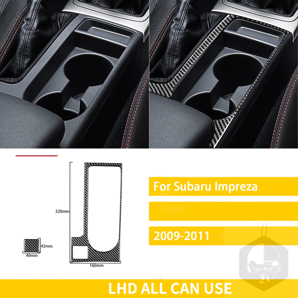 For Subaru Impreza 2009 2010 2011 Accessories Carbon Fiber Car Interior Gear Cuphold Panel CD Air Outlet Cover Trim Sticker