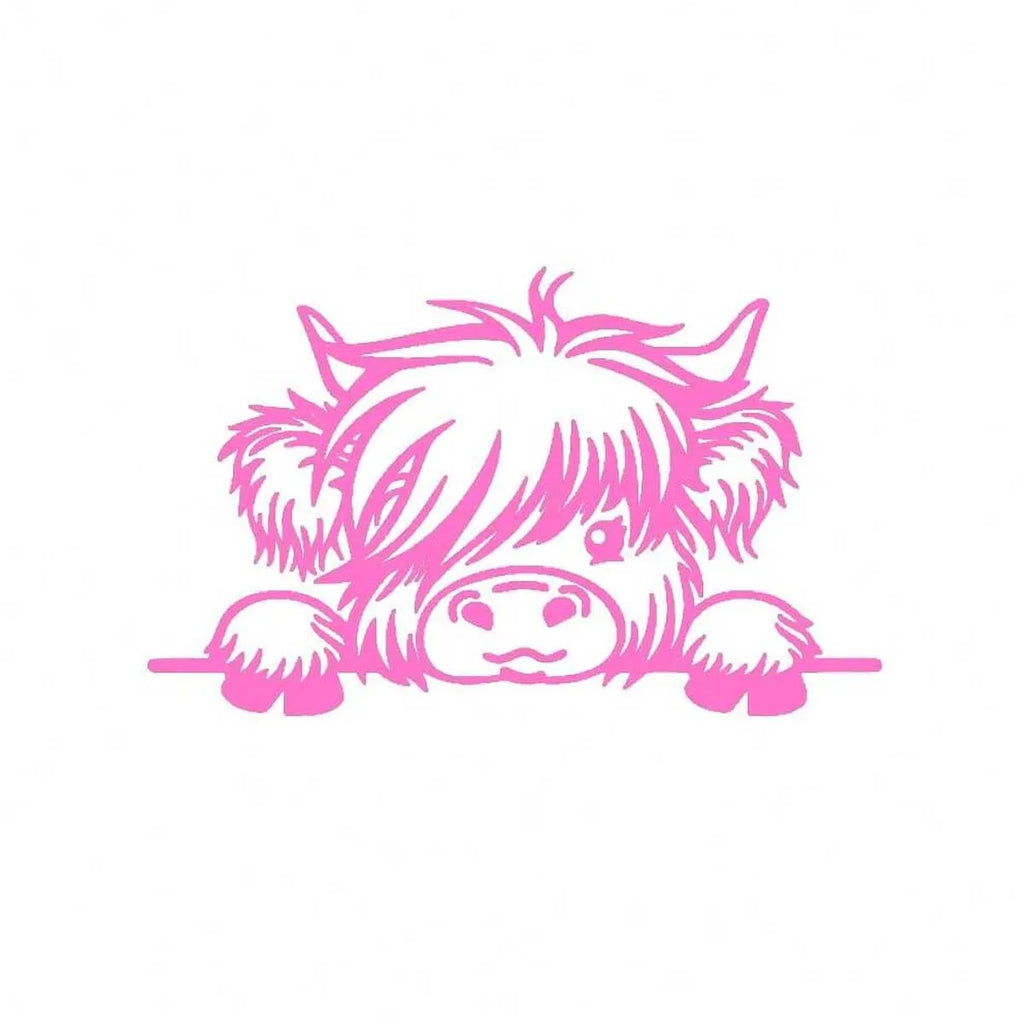Waterproof Vinyl Stickers - Cute Scottish Highland Cow Self-Adhesive Can Be Used for Car Trim Glossy Finish Durable