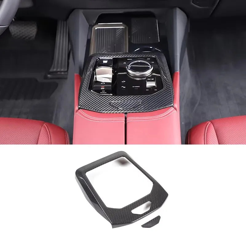 For BMW 5 Series G60 2024 Center Console Real Carbon Fiber Car Water Cup Holder Frame Cover Trim Sticker Car Accessories