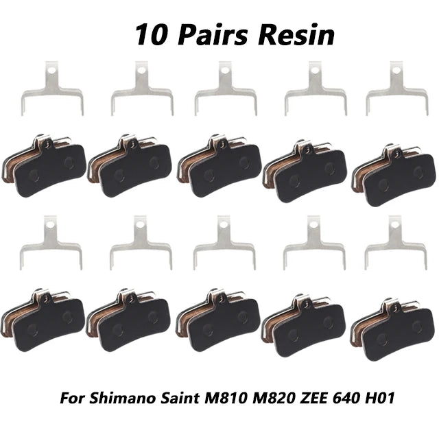 10Pairs Resin/Ceramic/Full Metal Bike Disc Brake Pads For Saint M810M820 ZEE 640 H01 MTB Hydraulic Brake Pad Bicycle Brake Parts