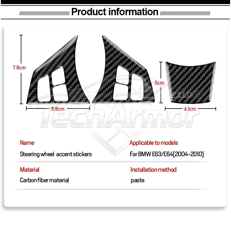 Carbon Fiber For BMW M6 E63 E64 2004-2010 Car Steering Wheel
