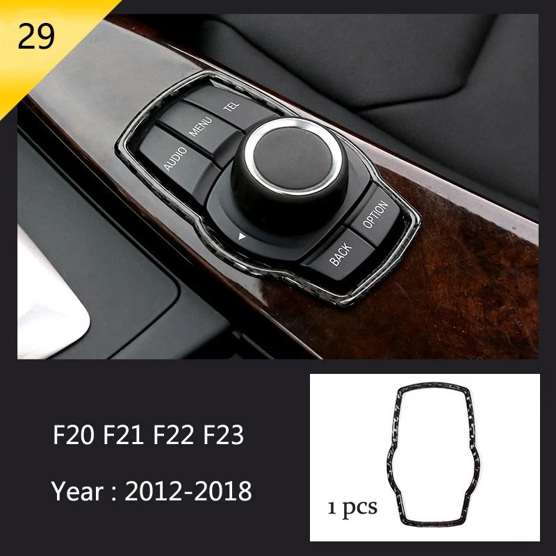 For BMW 1 2 Series F20 F21 F22 F23 Carbon Fiber Car Control CD Panel Cover Trim Air Conditioning Outlet Frame Decoration Sticker