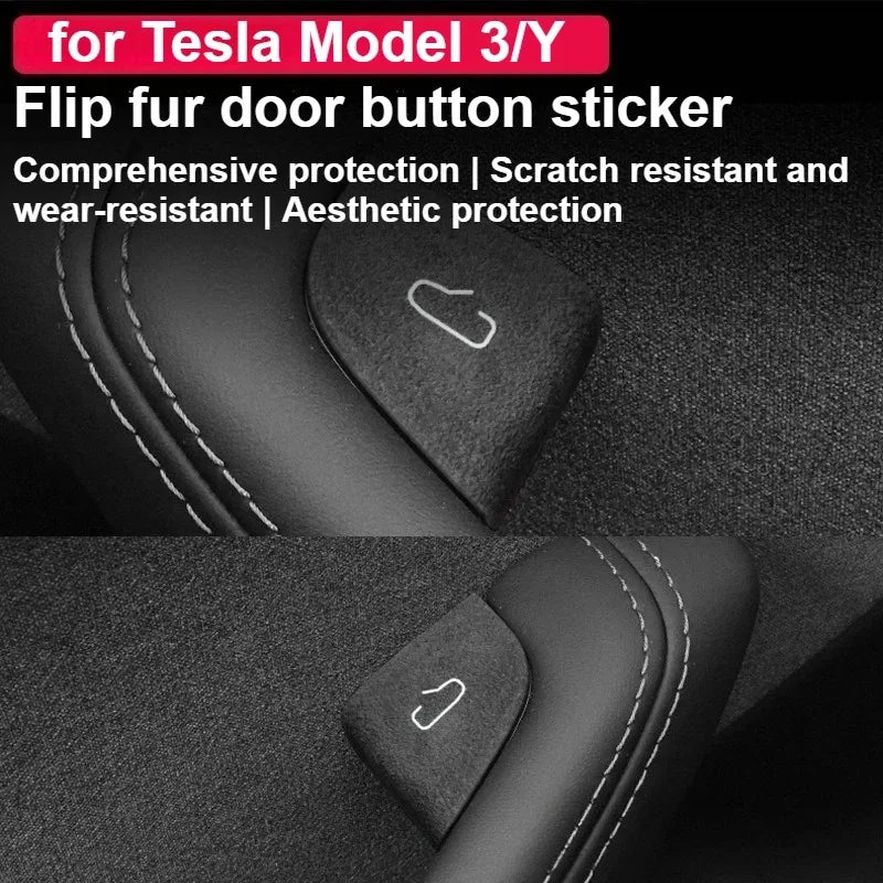 Car Interior Suede Door Switch Button Trim Stickers Patch Tr