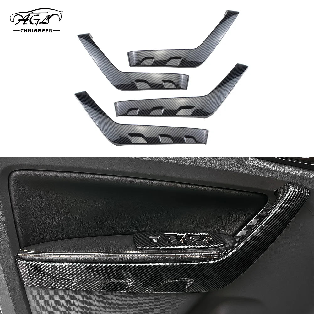4Pcs Carbon Fiber Color Car Interior Door Handle Cover Trim 