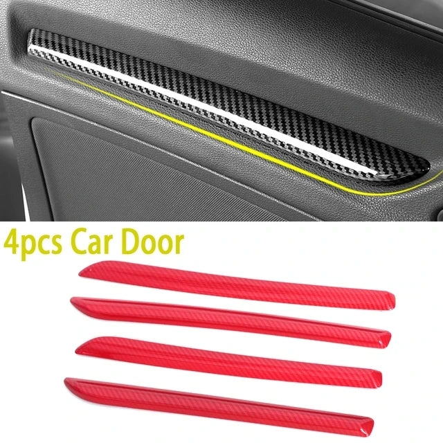 Carbon Fiber Style Dashboard Decoration Cover Trim For Audi A3 8V 2014-2018 S3 2017 ABS Car Inner Door Trim Strips