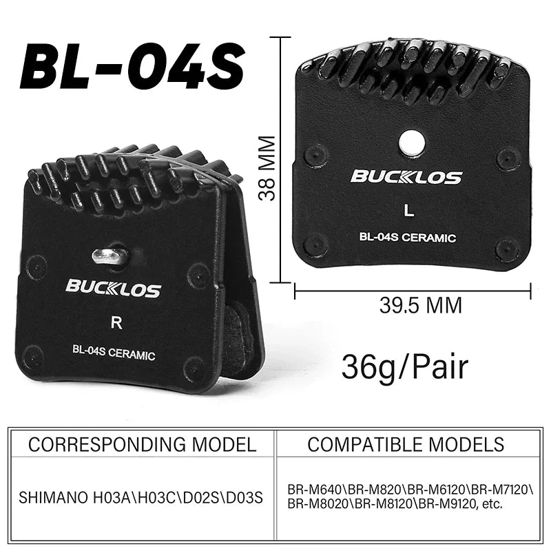 BUCKLOS Ceramic Hydraulic Brake Pads Heat Dissipation Bicycl