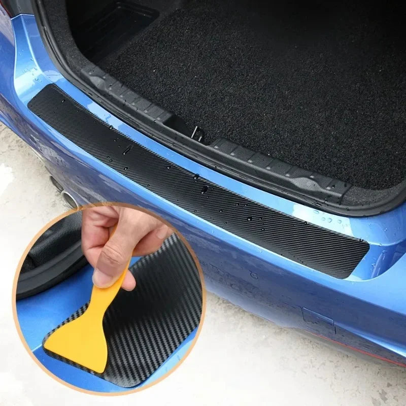 Universal 3D Carbon Fiber Rear Bumper Guard Sticker Anti-kic