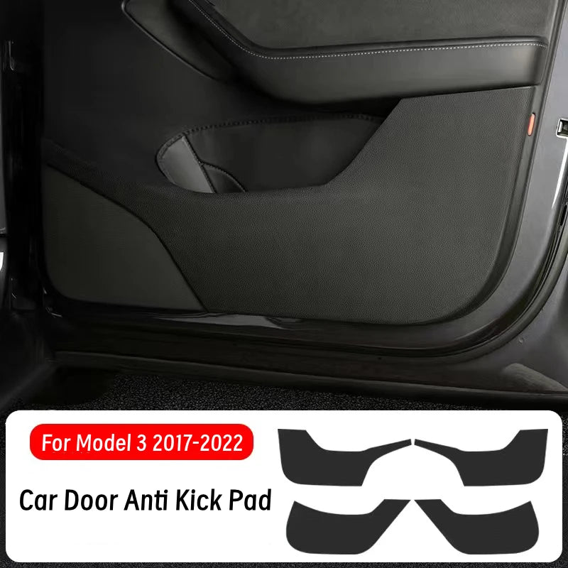 Car Door Anti-Kick Pad For Tesla Model Y/ 3 Highland Leather Sticker Trim Side Door Sill Protector Cover Car Interior Decoration