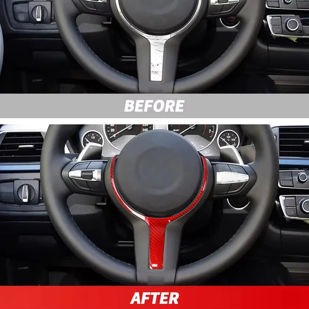 For BMW F Series Steering Wheel Carbon Fiber Trim Cover For 