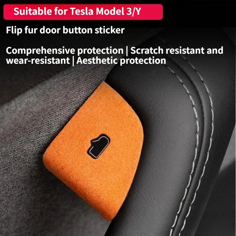 Car Interior Suede Door Switch Button Trim Stickers Patch Tr