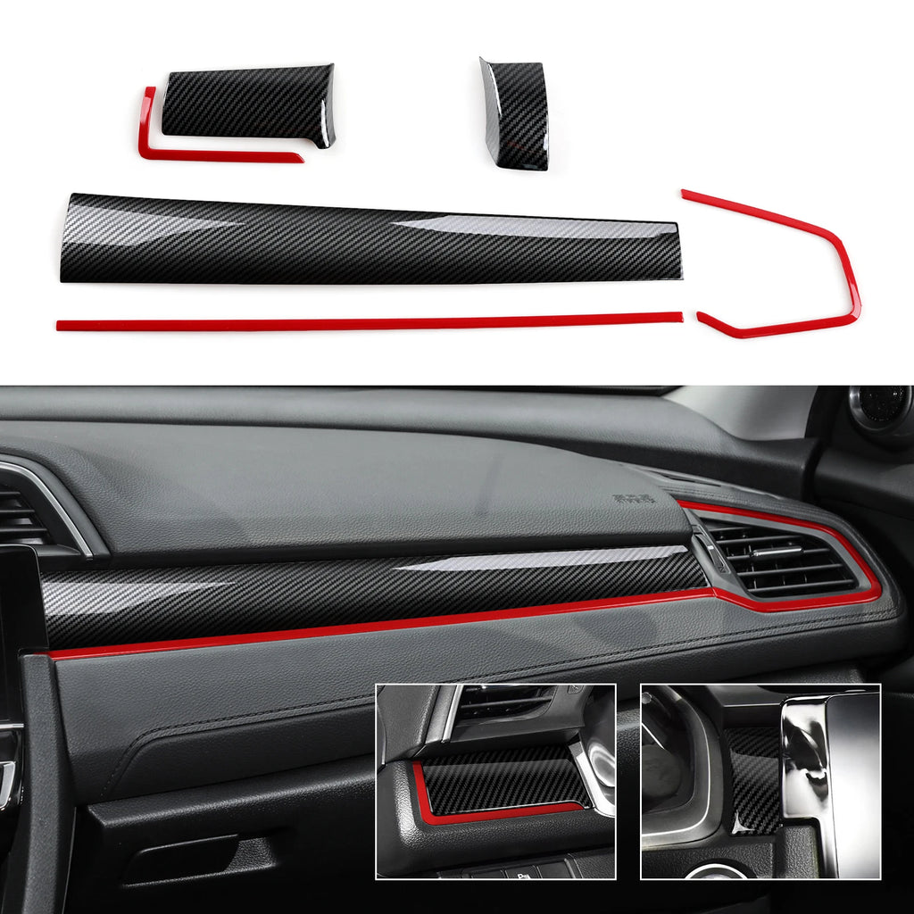 For Honda Civic 10th Gen (2016 -2021) Interior Accessories Car Center Console Gear Shift Panel Carbon Fiber ABS Trim Sticker