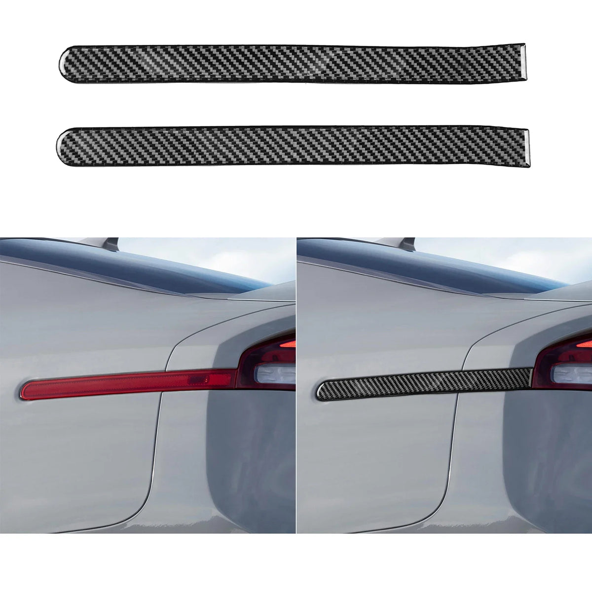 2Pcs Glossy Black Car Rear Tail Lamp Side Brake Light Cover 