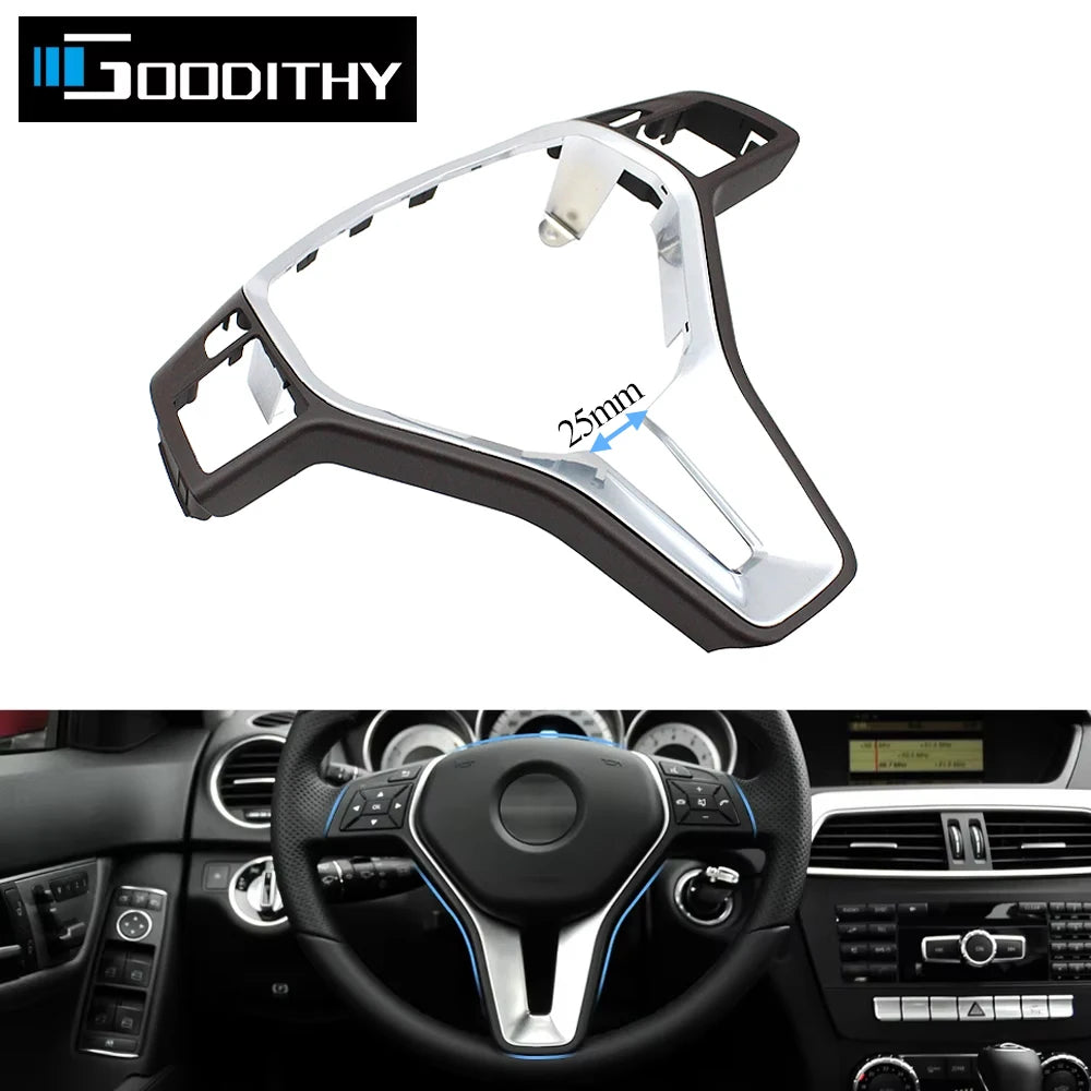 Carbon Fiber Car Steering Wheel Cover Trim Chrome Outer Pane