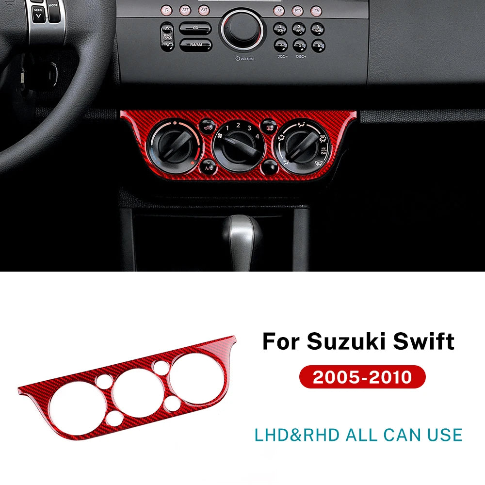 Real Soft Carbon Fiber Sticker For Suzuki Swift ZC31S 2005 2006 2007 2008 2009 2010 LHD RHD Car Central Control AC Frame Trim