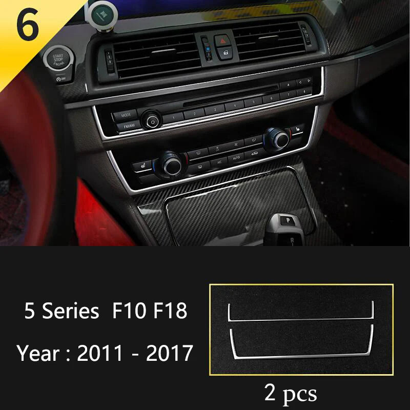 For BMW 5 Series F10 F11 F18 Accessories Stainless Steel Modified Interior Car Central Air Outlet Set Trim Sticker Frame Styling